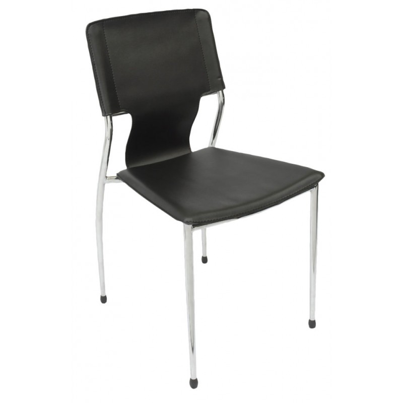 Black PU Leather Meeting Visitor Stackable Premium Quality Chair Fernando