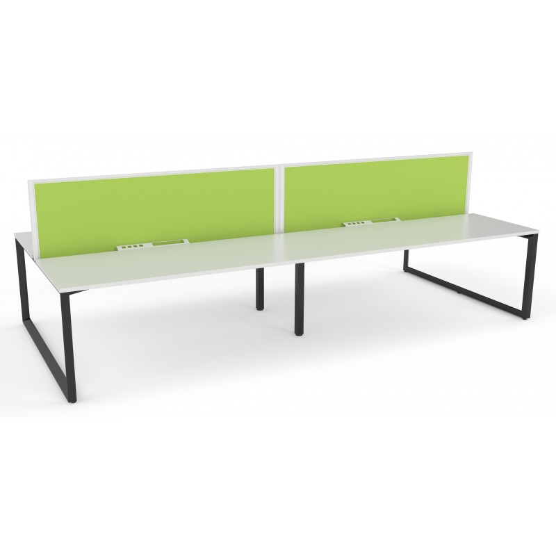 Anvil Fixed Height Double Sided 4 User Desk with Fabric Screen