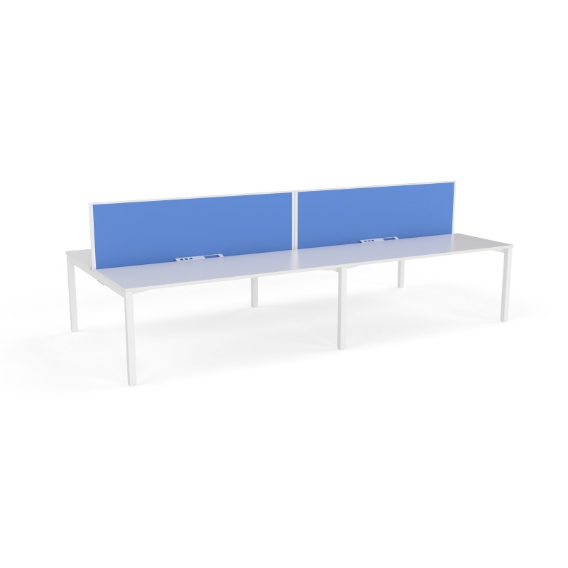 Axis Fixed Height Double Sided 4 User Desk with Fabric Screen