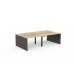 EkoSystem Fixed Height 4 User Double Sided Desk in Oak/Charcoal